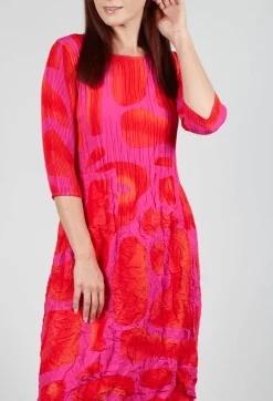 Alquema Dresses^Three Quarter Sleeve Smash Dress in Pink Tuscon