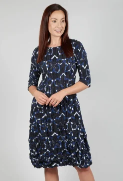 Alquema Dresses^Three Quarter Sleeve Smash Dress in Black Dynasty