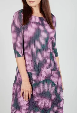 Alquema Dresses^Three Quarter Sleeve Smash Dress in Purple Leaf