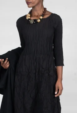 Alquema Dresses^Three Quarter Sleeve Smash Dress in Black