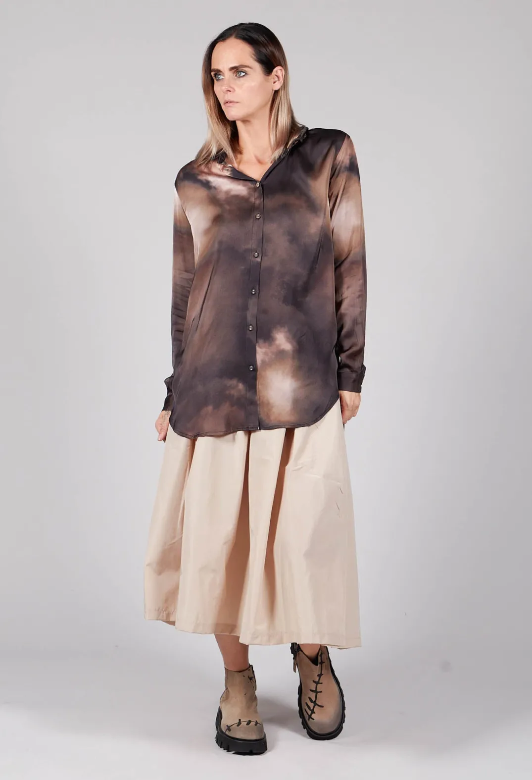 Amici Shirts & Blouses^Tie Dye Long Sleeve Shirt in Multi Brown