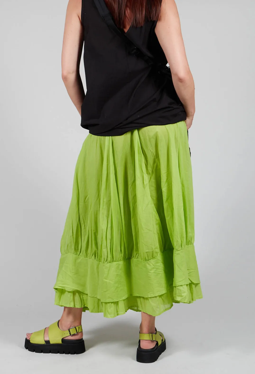 Bread and Butter Skirts^Tiered Long Skirt in Electric Green