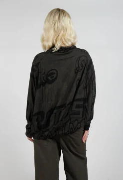 Rundholz Black Label Tops^Top with Lettering Design in Jungle Print