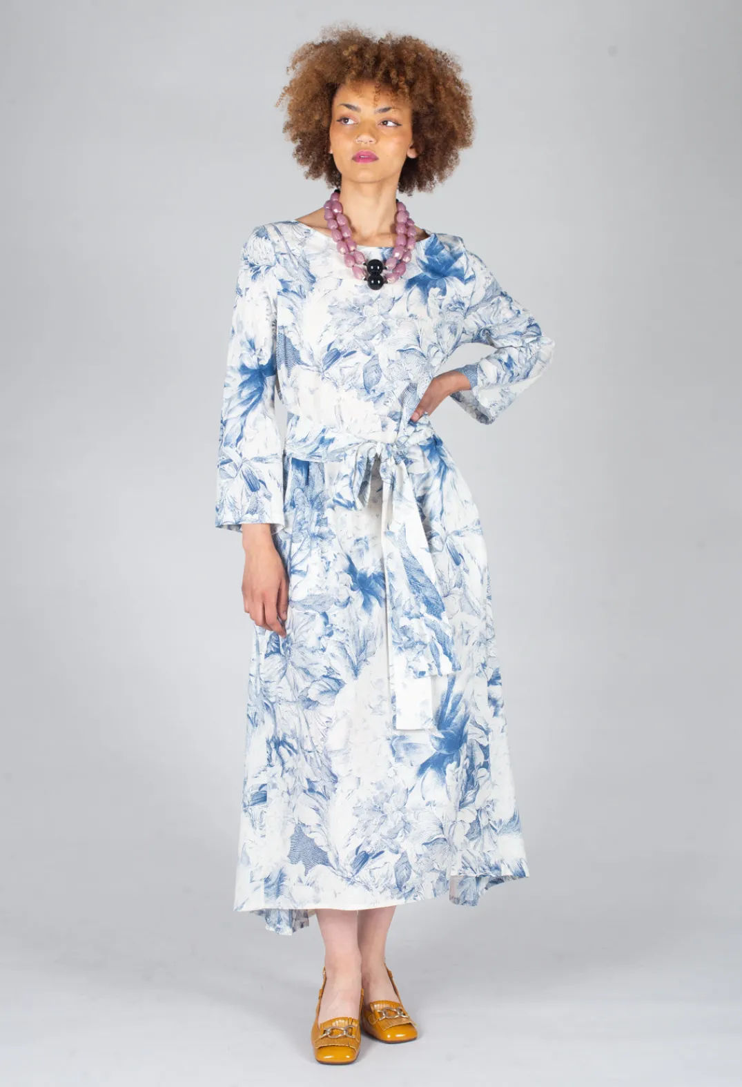 Lavi Dresses^Topazio Belted Dress in Blu Panna