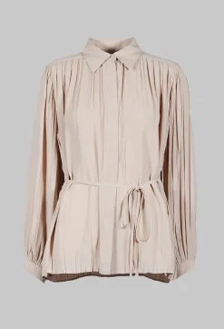 Beatrice B Shirts & Blouses^Torre Lightweight Pleated Shirt in Beige