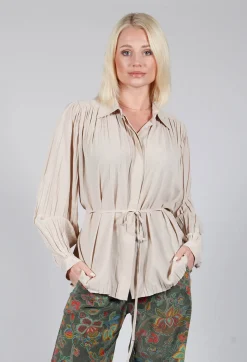 Beatrice B Shirts & Blouses^Torre Lightweight Pleated Shirt in Beige