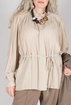 Beatrice B Shirts & Blouses^Torre Lightweight Pleated Shirt in Beige