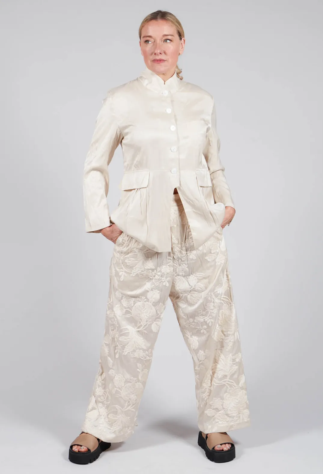 Aleksandr Manamis Jackets^Treasury Pleat Jacket in Cream