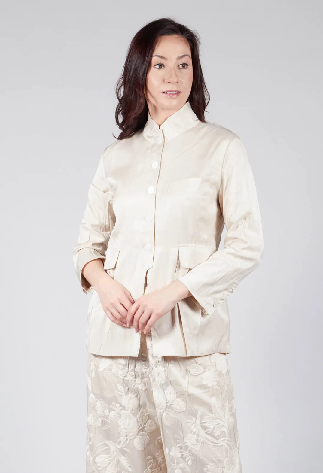 Aleksandr Manamis Jackets^Treasury Pleat Jacket in Cream