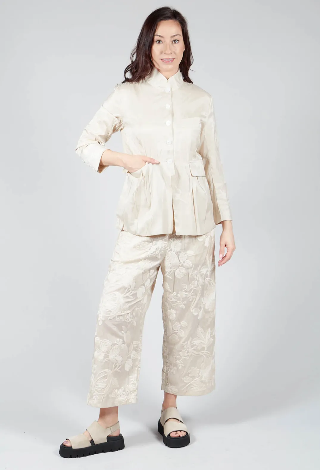 Aleksandr Manamis Jackets^Treasury Pleat Jacket in Cream