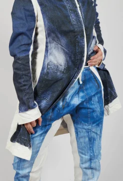 Rundholz Dip Trousers^Trousers with Contrast Inside Panels in Denim Print
