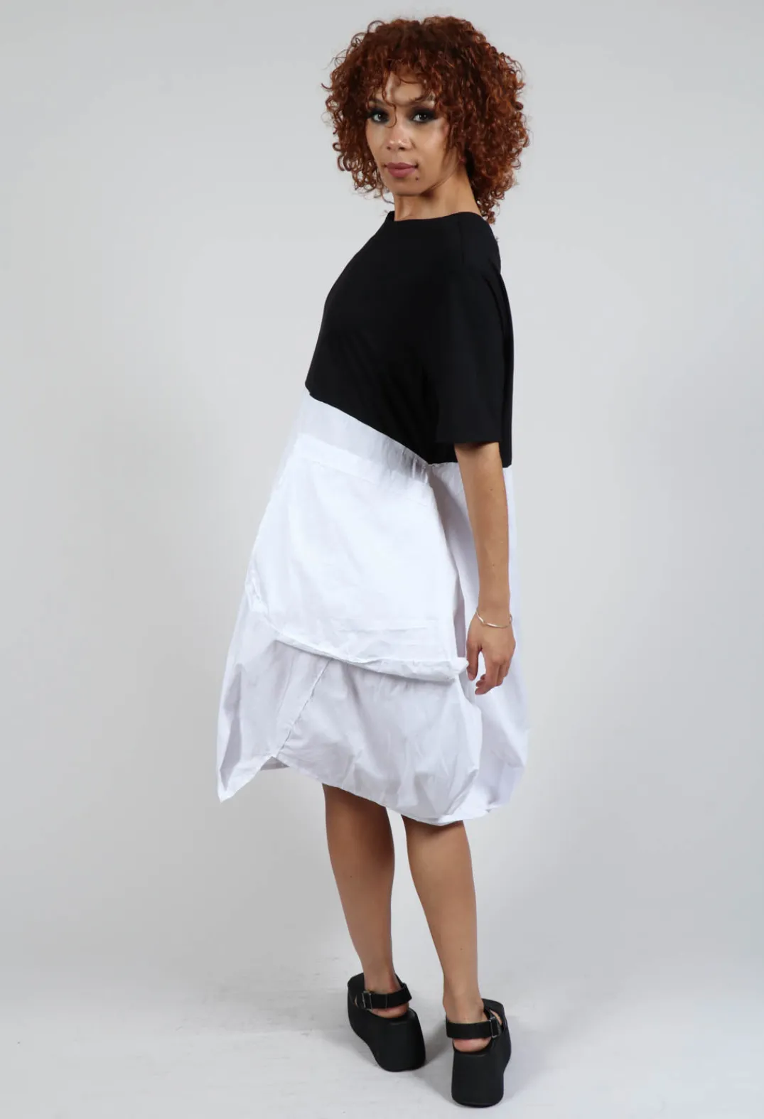 Bread and Butter Dresses^T-Shirt Dress with Statement Pockets in Black and White