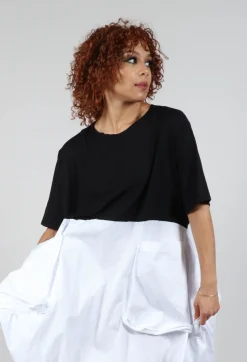 Bread and Butter Dresses^T-Shirt Dress with Statement Pockets in Black and White