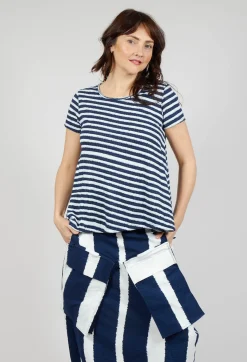 Rundholz Black Label Tops^T-Shirt with Drawstring Hem in Navy Print