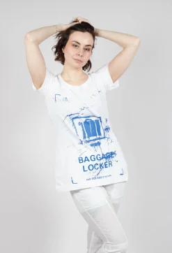 Rundholz Dip Tops^T-Shirt with Square Neckline in Bleach and Royal Print