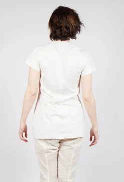 Rundholz Dip Tops^T-Shirt with Square Neckline in Greige and Mandarine Print