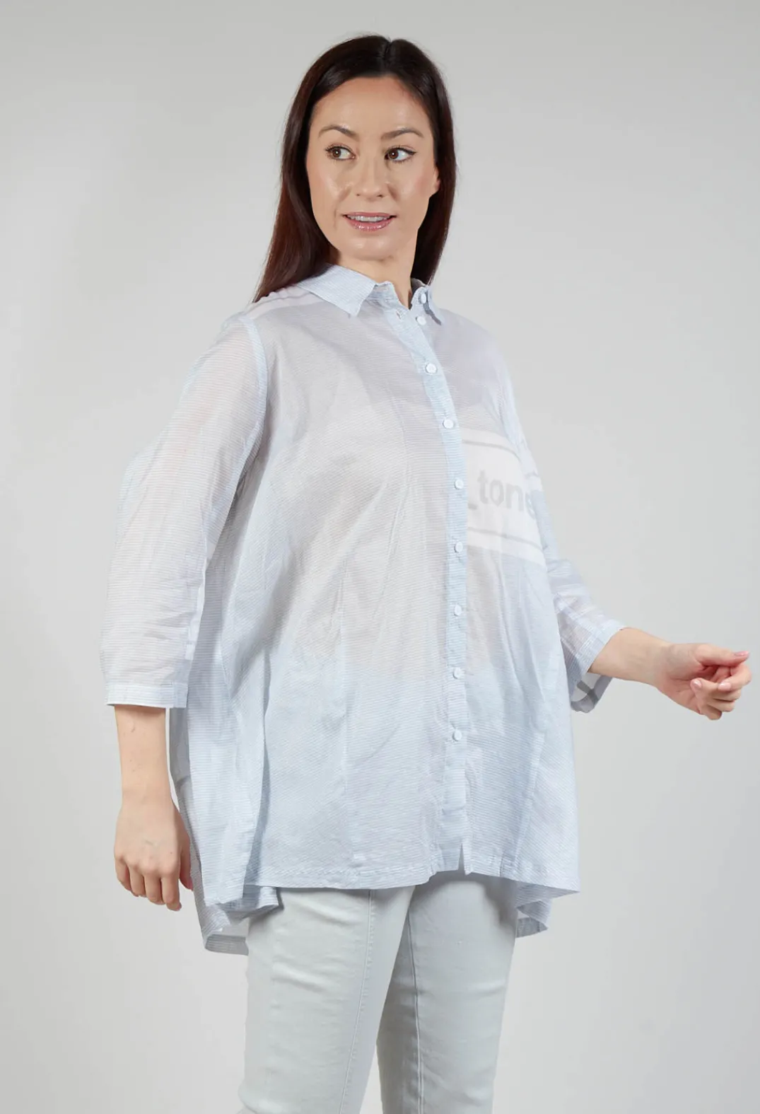 Rundholz Black Label Shirts & Blouses^Tulip Hem Cotton Shirt in Grey Print