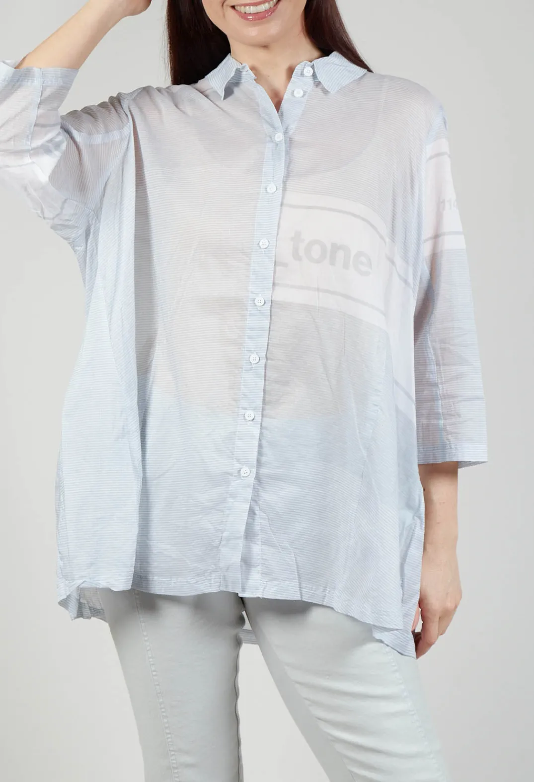 Rundholz Black Label Shirts & Blouses^Tulip Hem Cotton Shirt in Grey Print