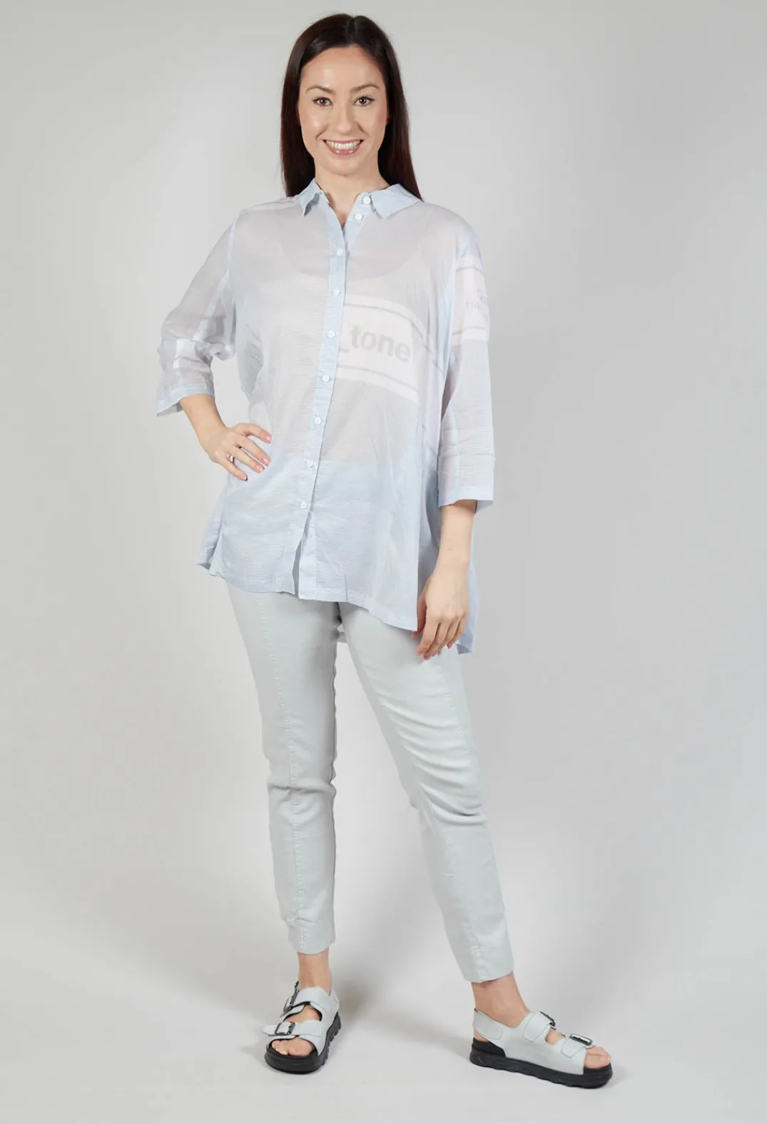 Rundholz Black Label Shirts & Blouses^Tulip Hem Cotton Shirt in Grey Print