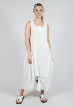 Rundholz Black Label Dresses^Tulip Hem Linen Dress in Offwhite Print