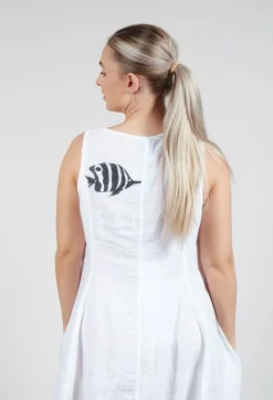 Rundholz Black Label Dresses^Tulip Hem Linen Dress in White Print