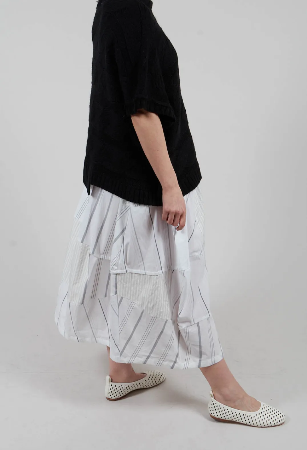 Moyuru Skirts^Tulip Hem Skirt in White Stripe