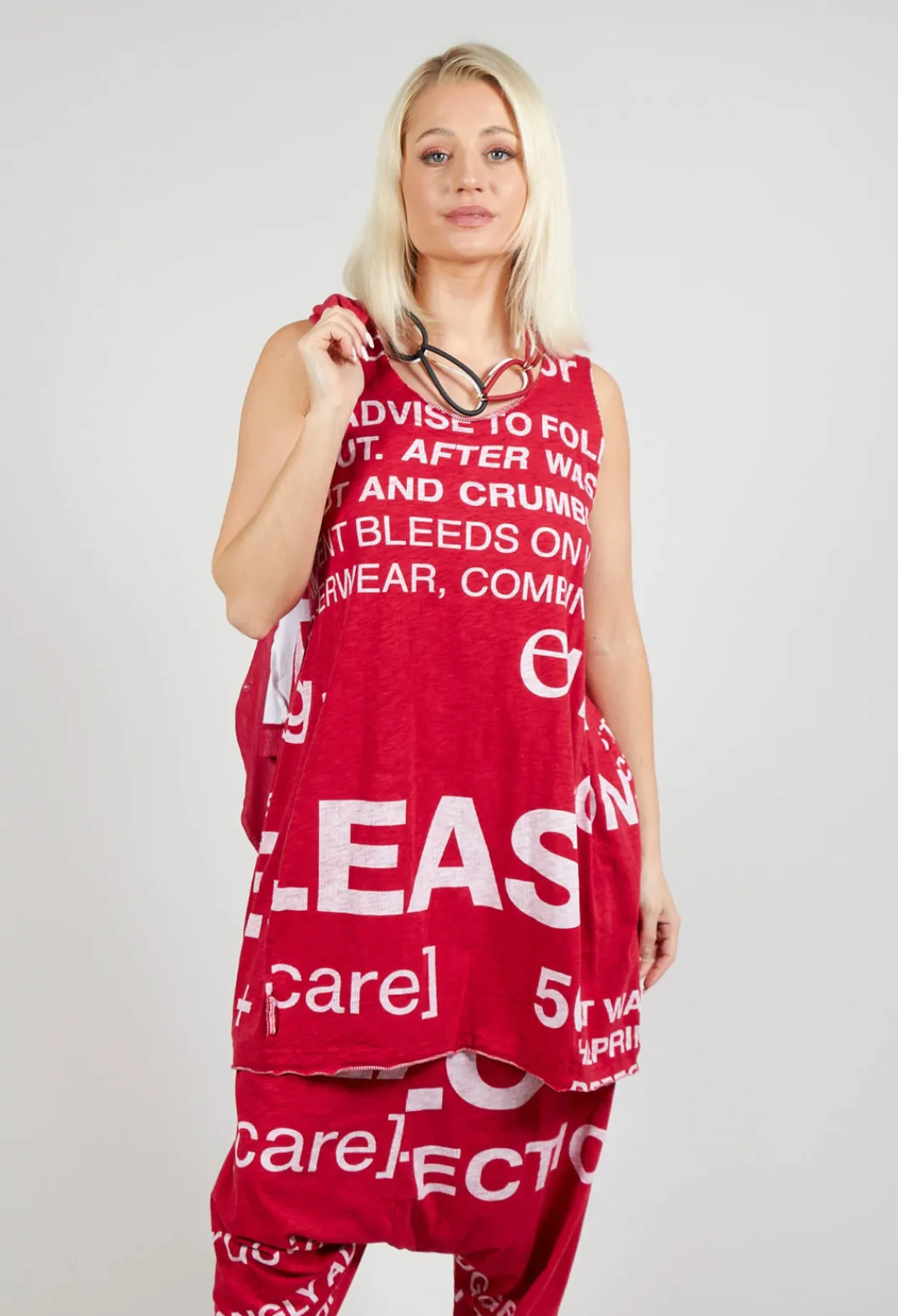 Rundholz Black Label Tops^Tulip Hem Vest Top in Chili Print