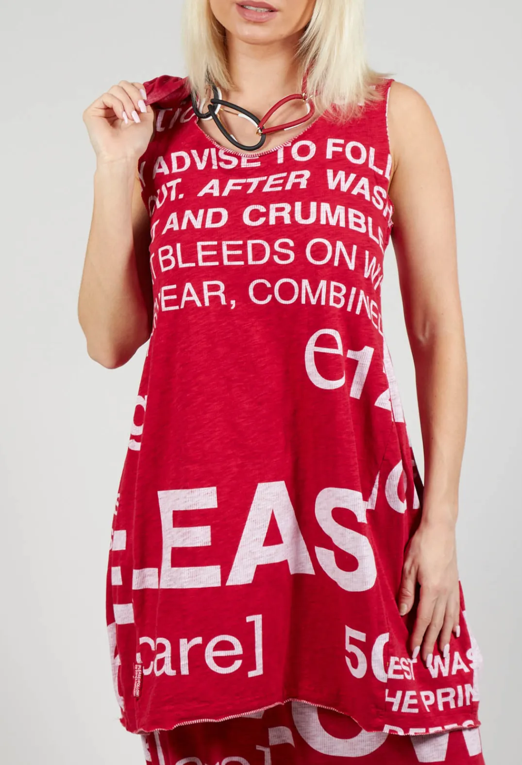 Rundholz Black Label Tops^Tulip Hem Vest Top in Chili Print