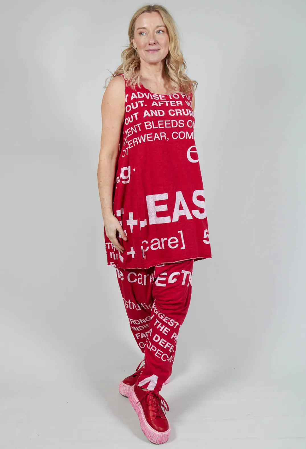 Rundholz Black Label Tops^Tulip Hem Vest Top in Chili Print