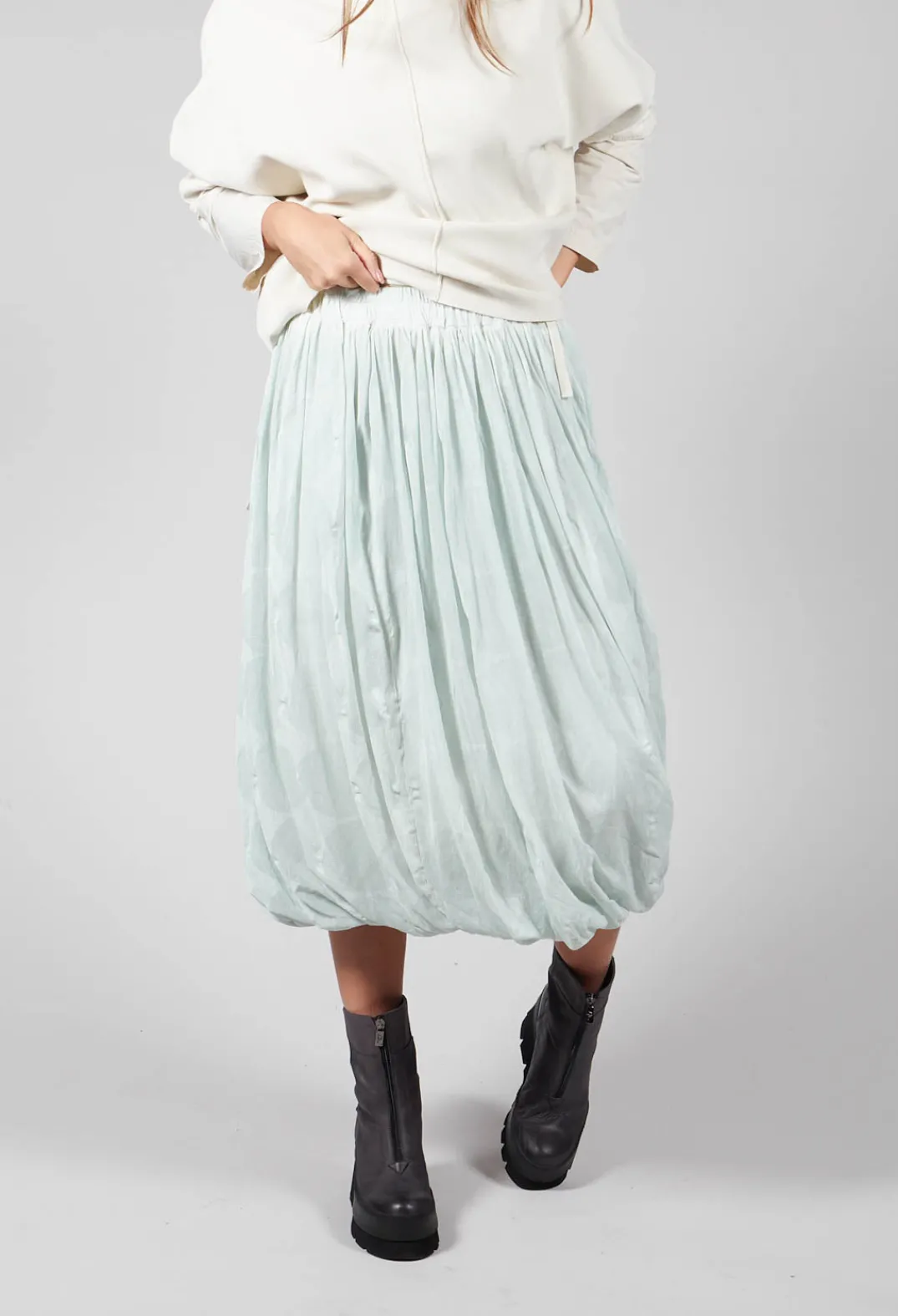 Rundholz Black Label Skirts^Tulip Shape Skirt with Elasticated Waistband in Mint Print