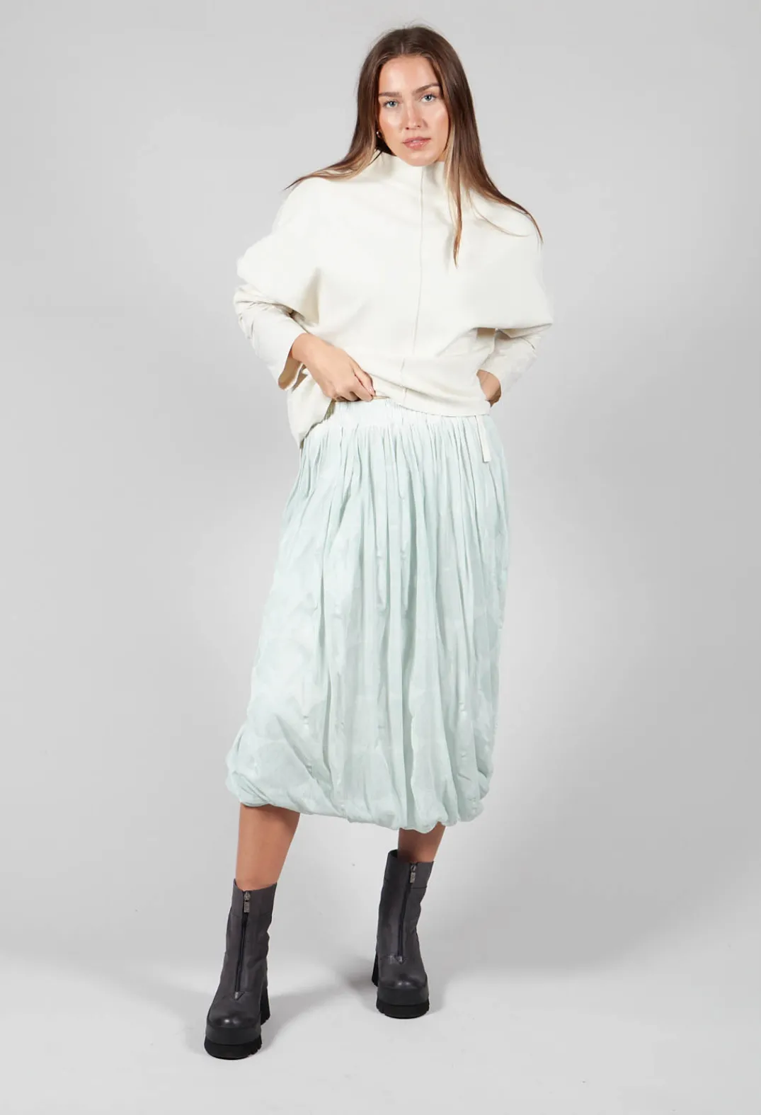Rundholz Black Label Skirts^Tulip Shape Skirt with Elasticated Waistband in Mint Print