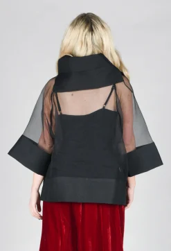 Bize Tops^Tulle Oversized Top in Black