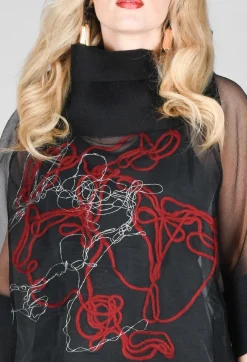 Bize Tops^Tulle Oversized Top in Black