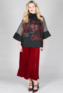 Bize Tops^Tulle Oversized Top in Black