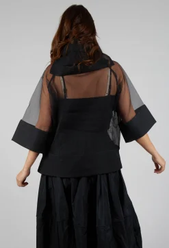Bize Tops^Tulle Oversized Top in Black