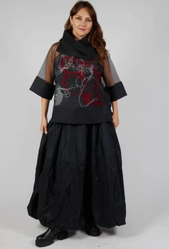 Bize Tops^Tulle Oversized Top in Black