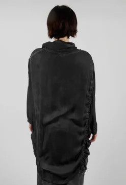 Sanctamuerte Dresses^Tunic Dress in Raso di Viscosa and Viscosa Seta Grey Storm