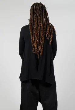 Rundholz Black Label Dresses^Tunic Dress with Placed Print in Black Shiny Print