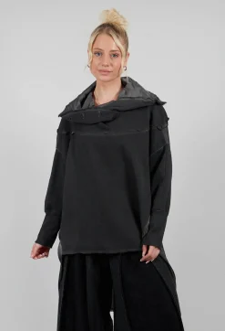 Sanctamuerte Tops^Tunic Top in Felpa and Raso di Viscosa Grey Storm