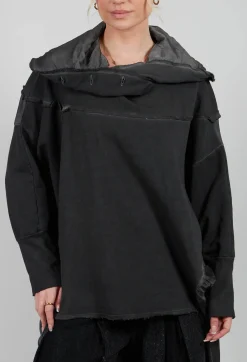 Sanctamuerte Tops^Tunic Top in Felpa and Raso di Viscosa Grey Storm