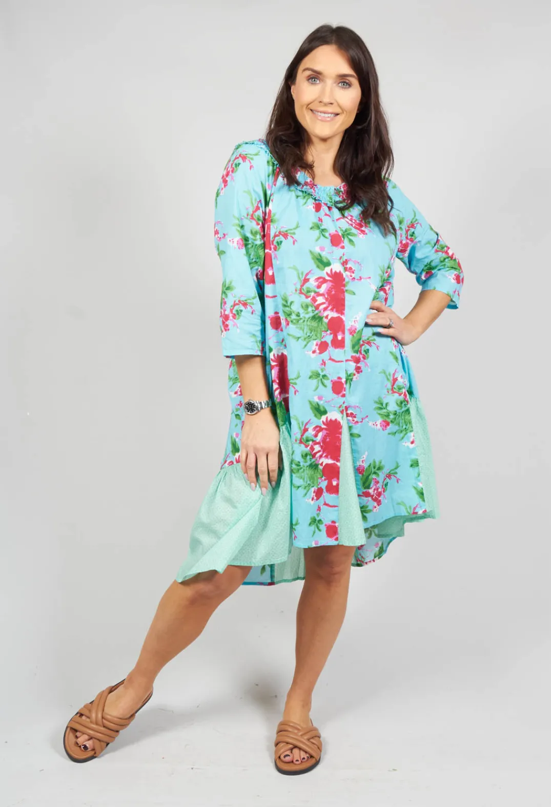 Rhum u0026 Raisin Shirts & Blouses^Tunic with Three Quarter Sleeves in Floral Marie Print
