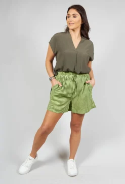 Beatrice B Shorts^Turn Up Shorts in Green Check