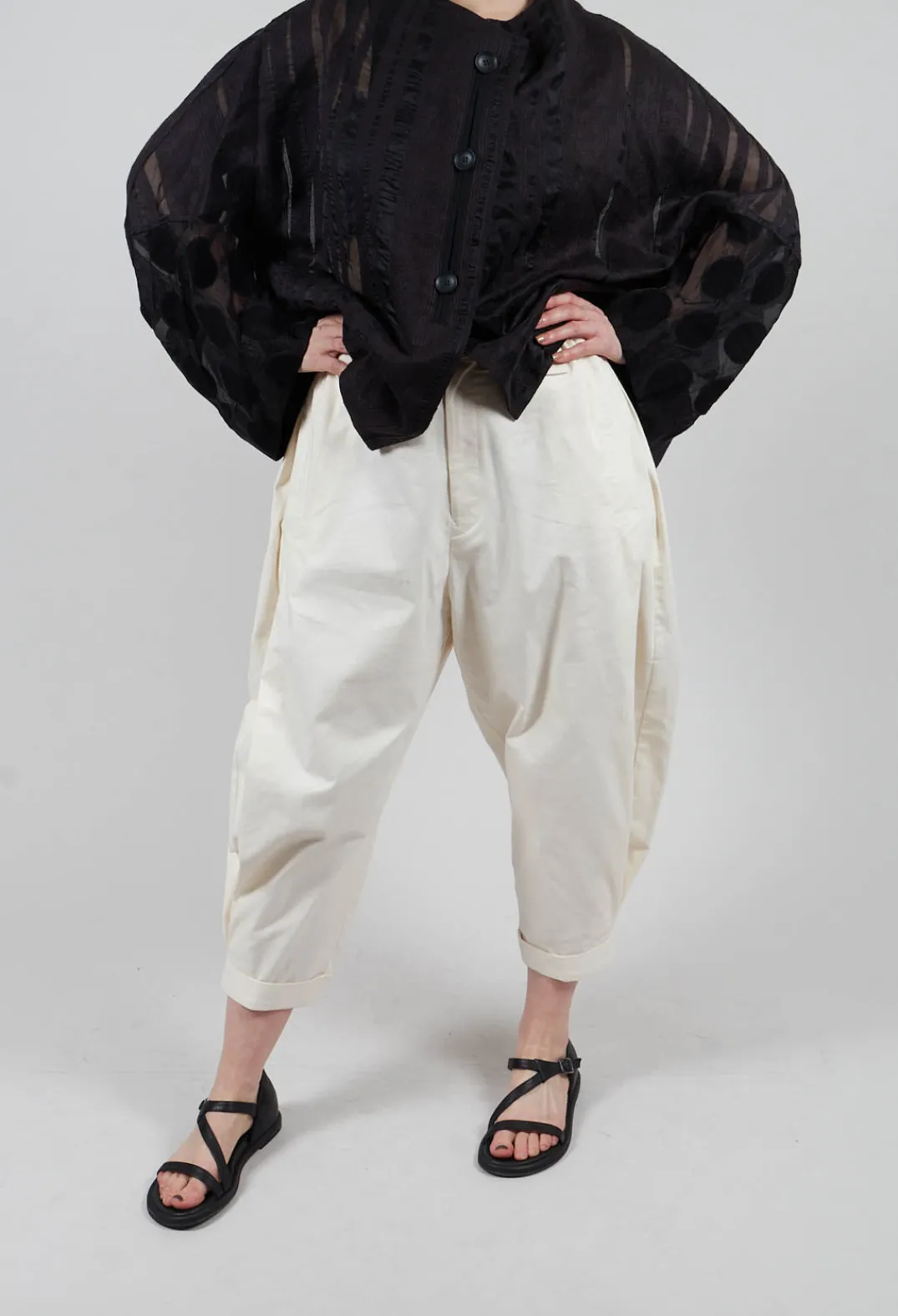 Moyuru Trousers^Turn Up Trouser in Cream