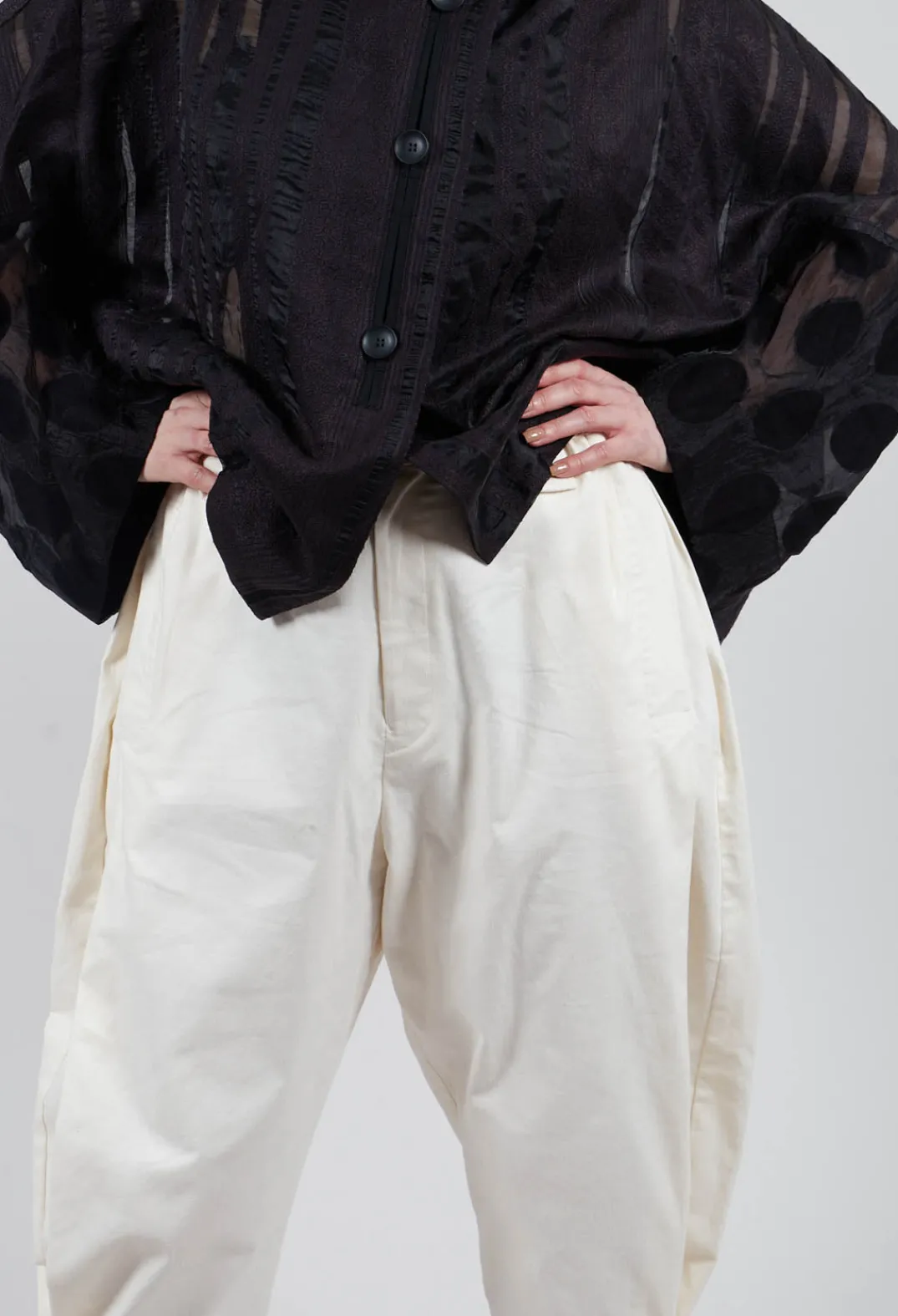 Moyuru Trousers^Turn Up Trouser in Cream