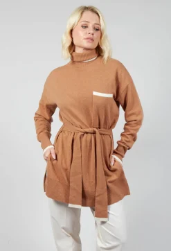 Beatrice B Knitwear^Turtleneck Belted Jumper in Ginger