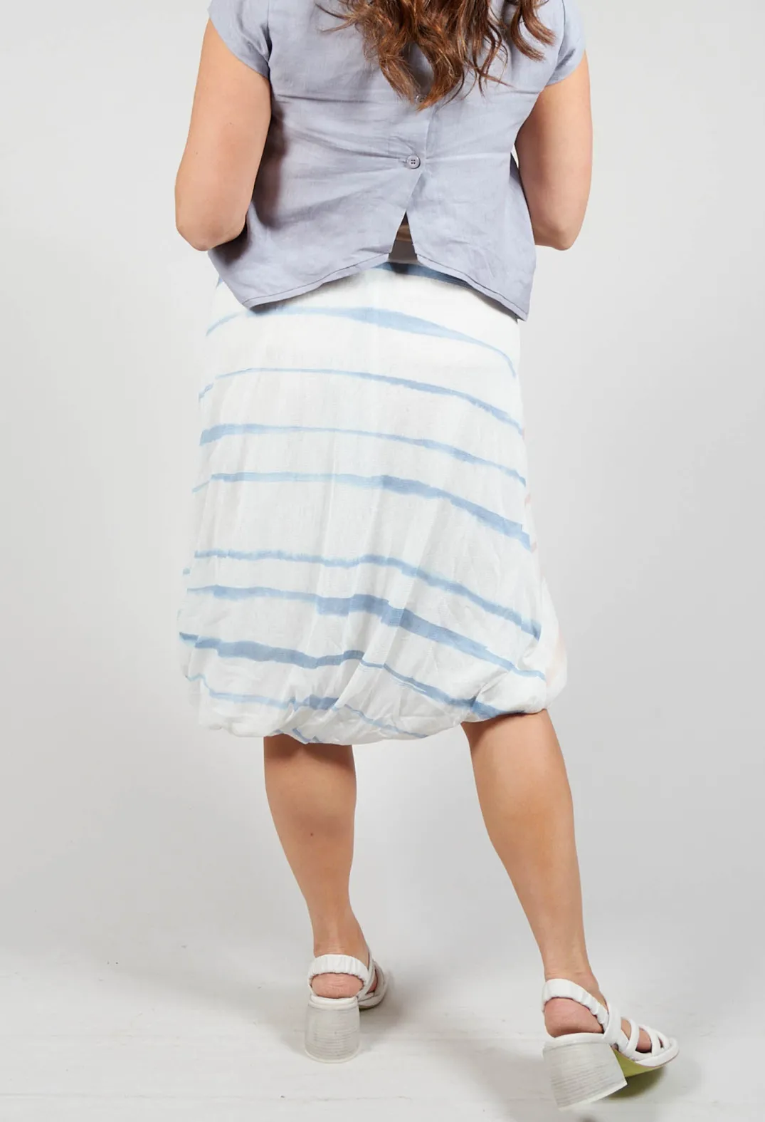 Lilith Skirts^Twist Hem Skirt in Cornflower/Rose Stripe