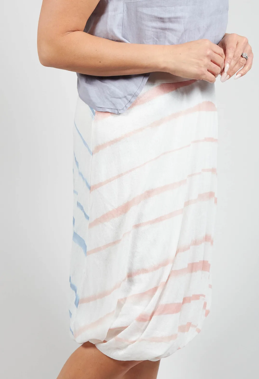 Lilith Skirts^Twist Hem Skirt in Cornflower/Rose Stripe