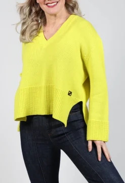 Beatrice B Knitwear|Jumpers^V Neck Jumper in Lime