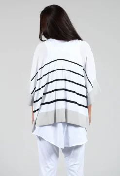 Philomena Christ Jumpers^V Neck Jumper in White and Black Stripe
