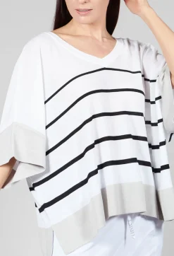 Philomena Christ Jumpers^V Neck Jumper in White and Black Stripe